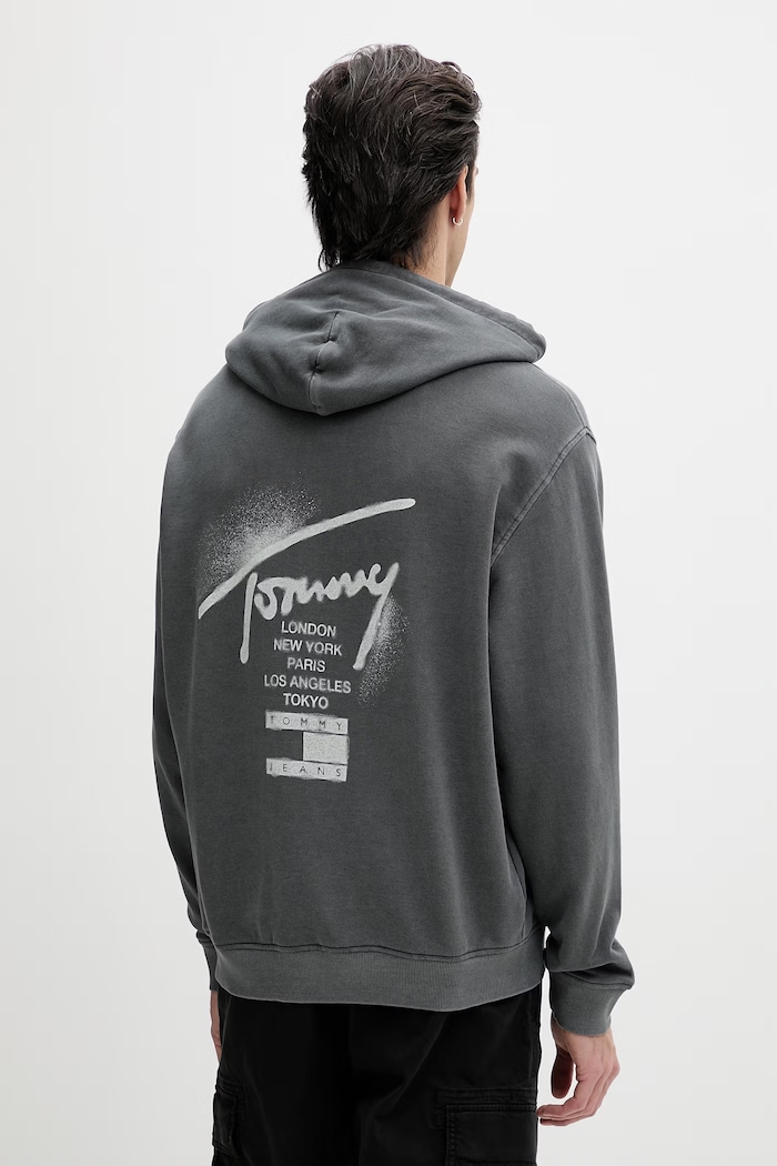 Oblečenie Tommy Jeans mikina s kapucňou pánska bavlnená DM0DM22840 sivá