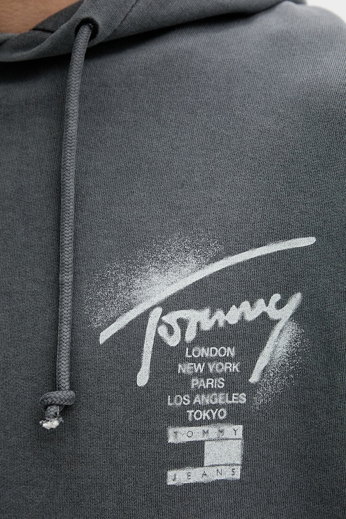 Tommy Jeans mikina s kapucňou pánska bavlnená DM0DM22840 sivá