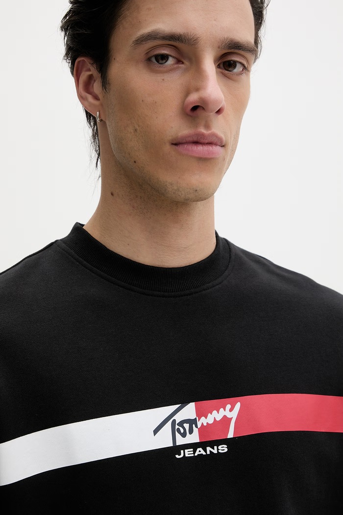 Tommy Jeans hanorac bărbătesc din bumbac negru DM0DM23019