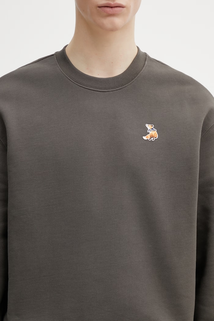 Bavlněná mikina Maison Kitsuné Dreaming Fox šedá QM00301KM0341