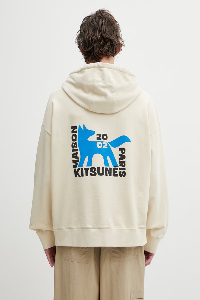Maison Kitsuné Gallery Fox Μπλούζα με κουκούλα βαμβακερή Ανδρική μπεζ QM00704KM0340