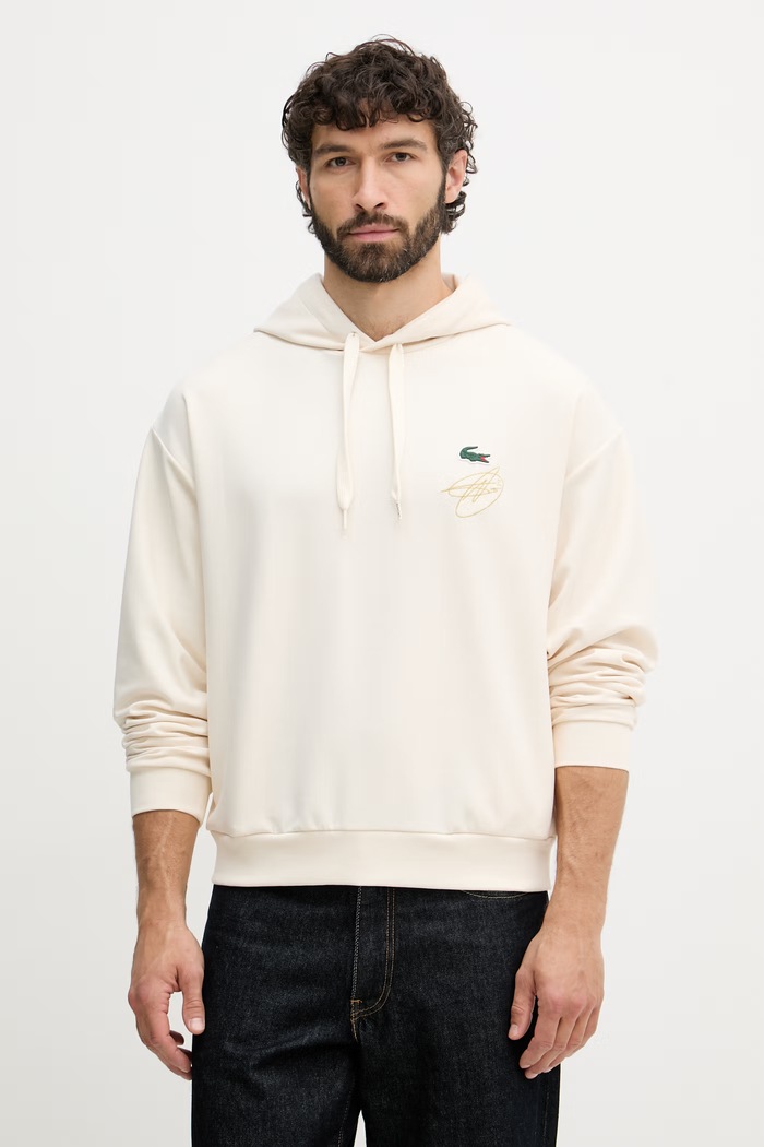 Lacoste mikina s kapucňou pánska béžová SH9948