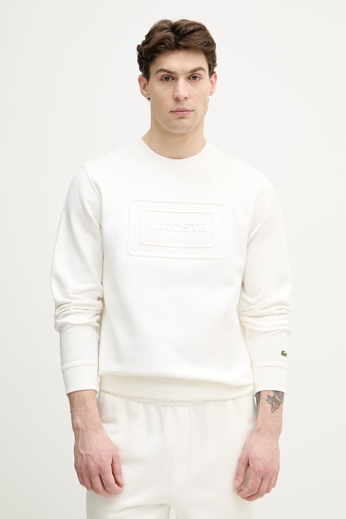 Lacoste mikina pánska bavlnená bavlna biela SH0795