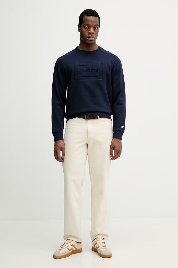 Lacoste mikina pánska bavlnená SH0795 tmavomodrá SS26