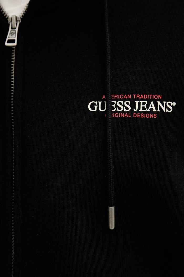 Guess Jeans С цип и качулка мъжки памучен M6RQ38.KCPR1 черен