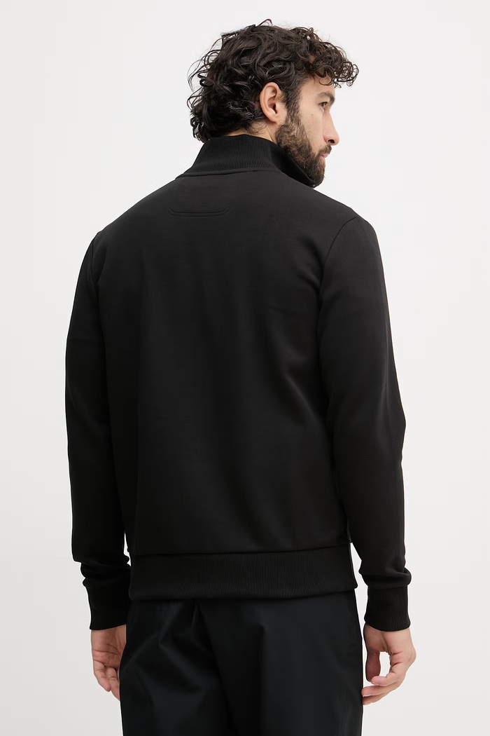 Oblečenie BOSS Green mikina na zips pánska bavlnená s elastanom 50555496 čierna