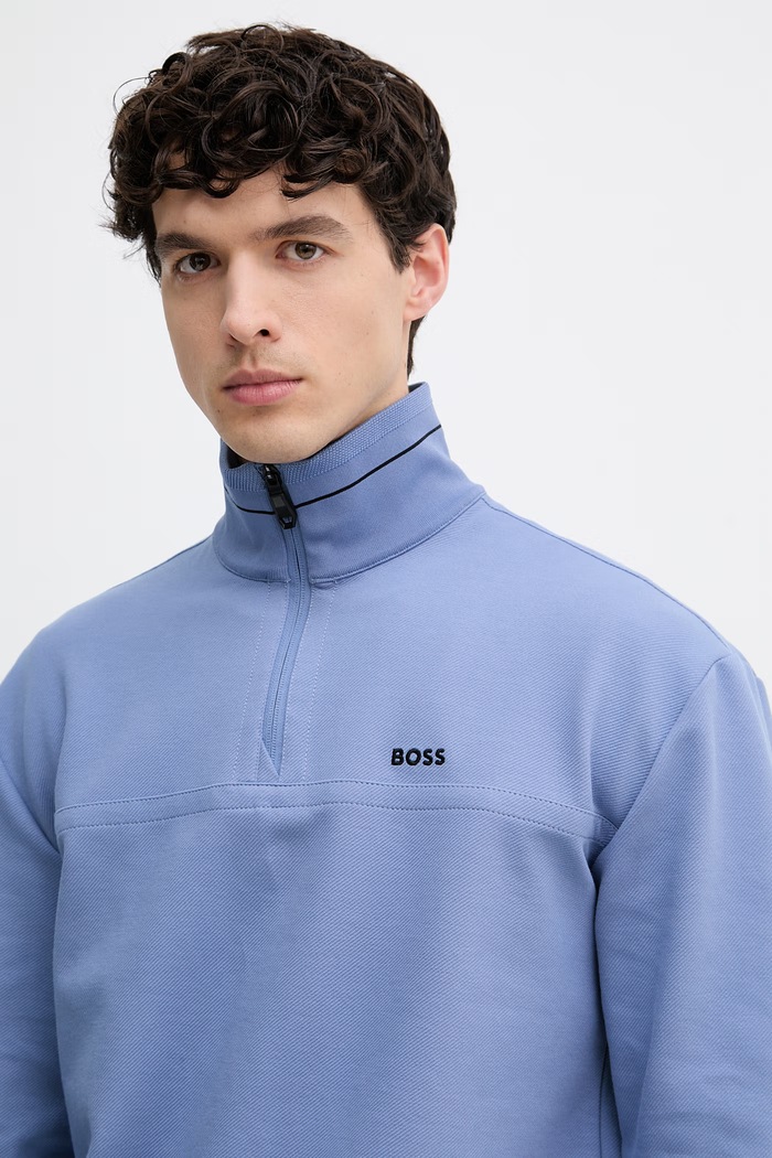 BOSS Green pulover moški z bombažem modra 50558580