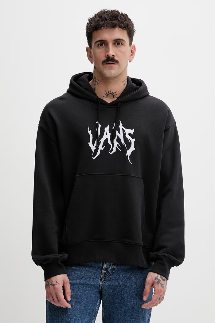 Vans pánska bavlnená mikina s kapucňou čierna VN000VY3BLK1