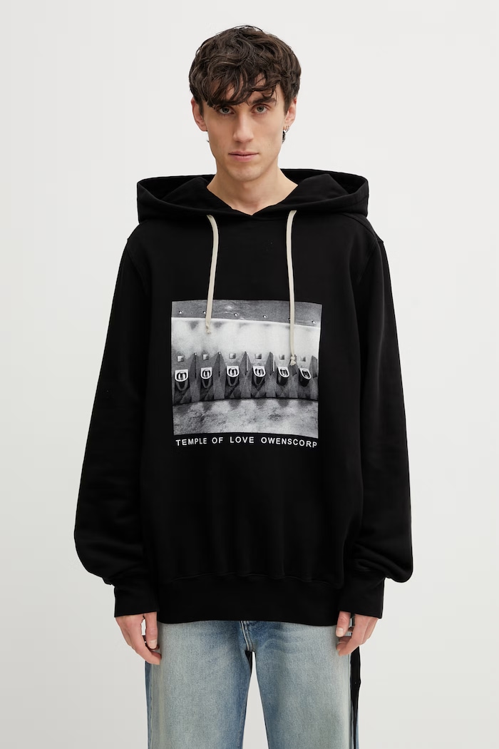 Rick Owens DRKSHDW hanorac cu glugă din bumbac pentru femei negru DU01F4262.FEP4P