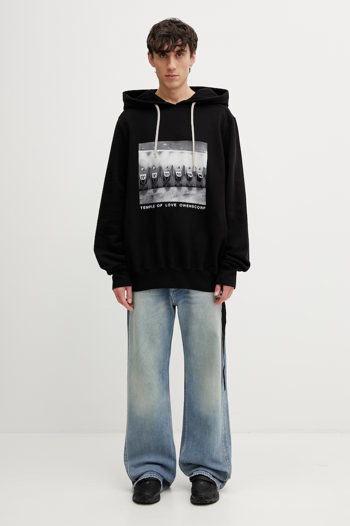 Rick Owens DRKSHDW hanorac cu glugă din bumbac pentru femei DU01F4262.FEP4P negru