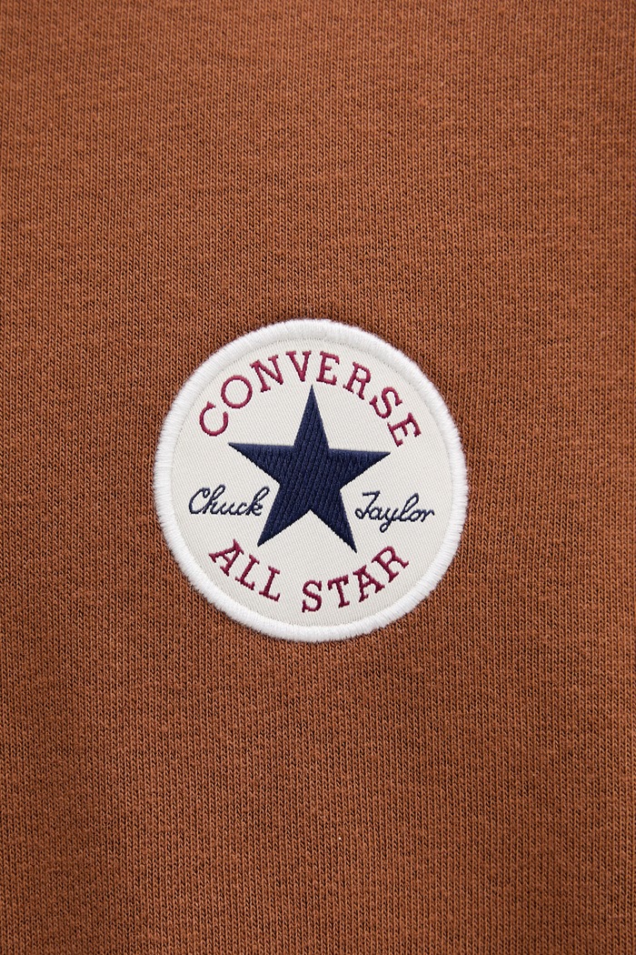 Converse mikina s kapucňou pánska s bavlnou CVM6H113 hnedá