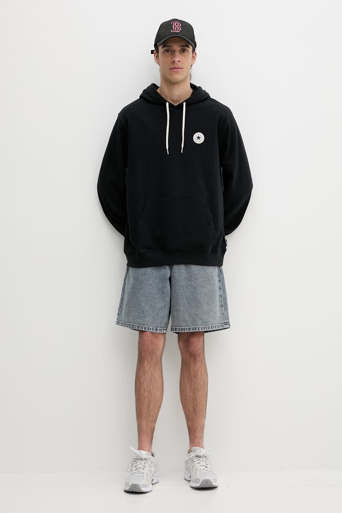 Converse mikina s kapucňou pánska s bavlnou CVM6H113 čierna SS26