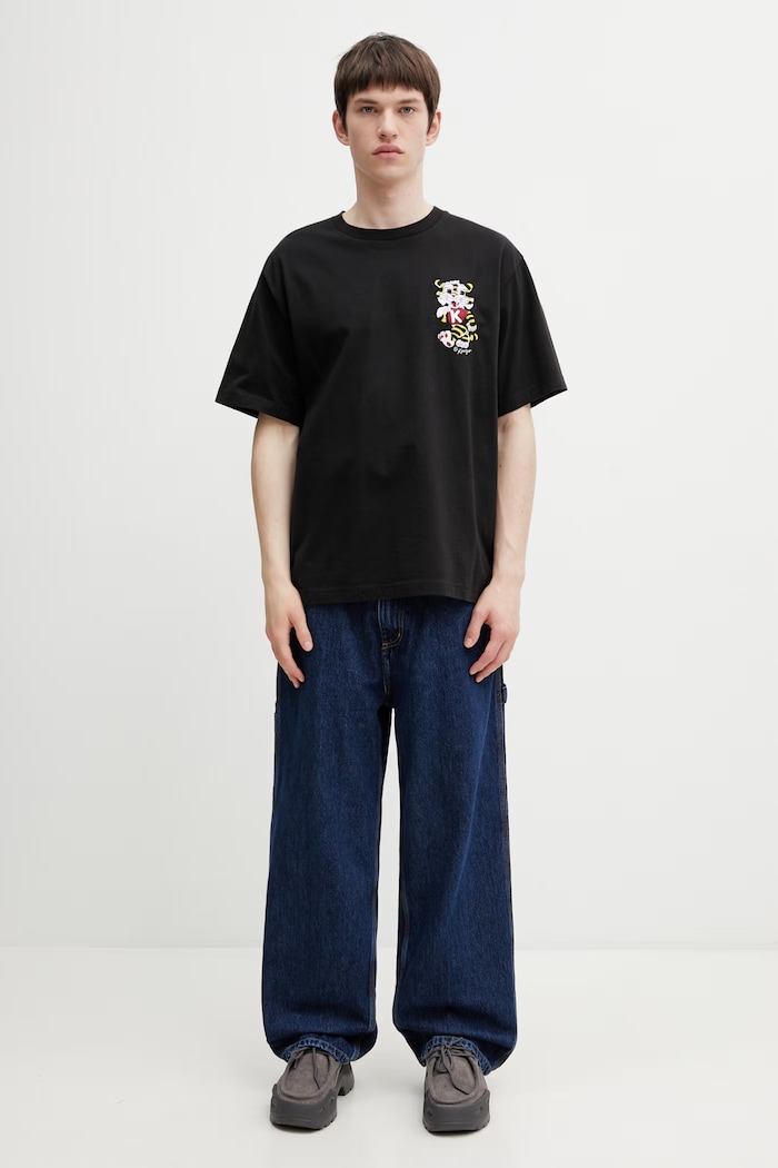 Kenzo GOTS KENZO WILD TIGER EMBROIDE tričko bavlněné pánské FG55TS4044SY černá