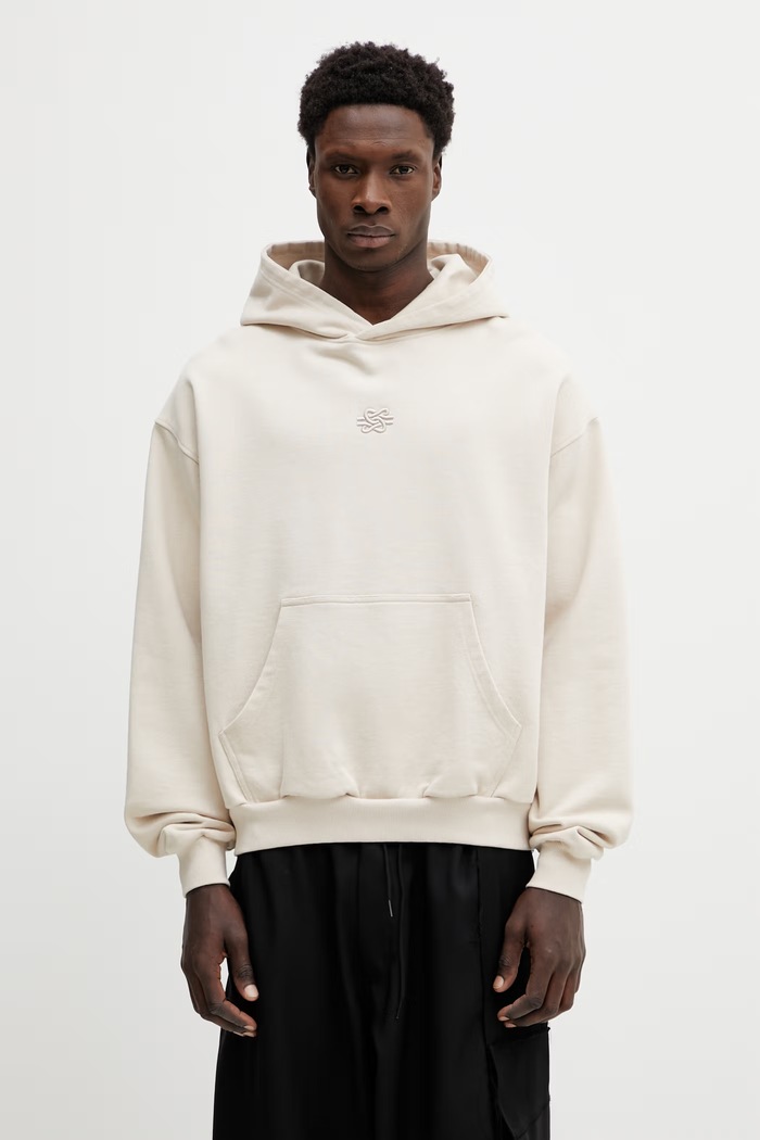 Filling Pieces Boxy Embroidered hoodie cotton Men's beige 412632501284.292