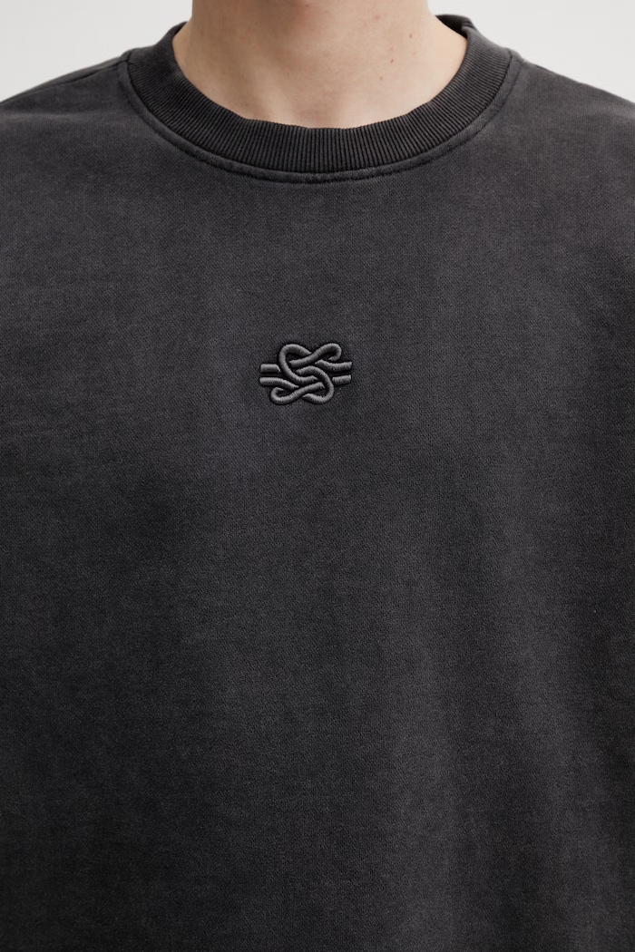 Filling Pieces Boxy Embroidered sweatshirt cotton Men's gray 422430501142.136
