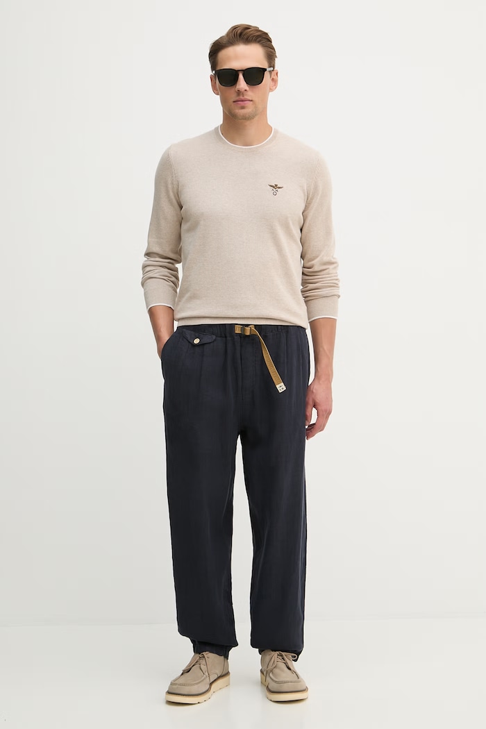 Aeronautica Militare sweter bawełniany MA1631UL00506 beżowy SS26