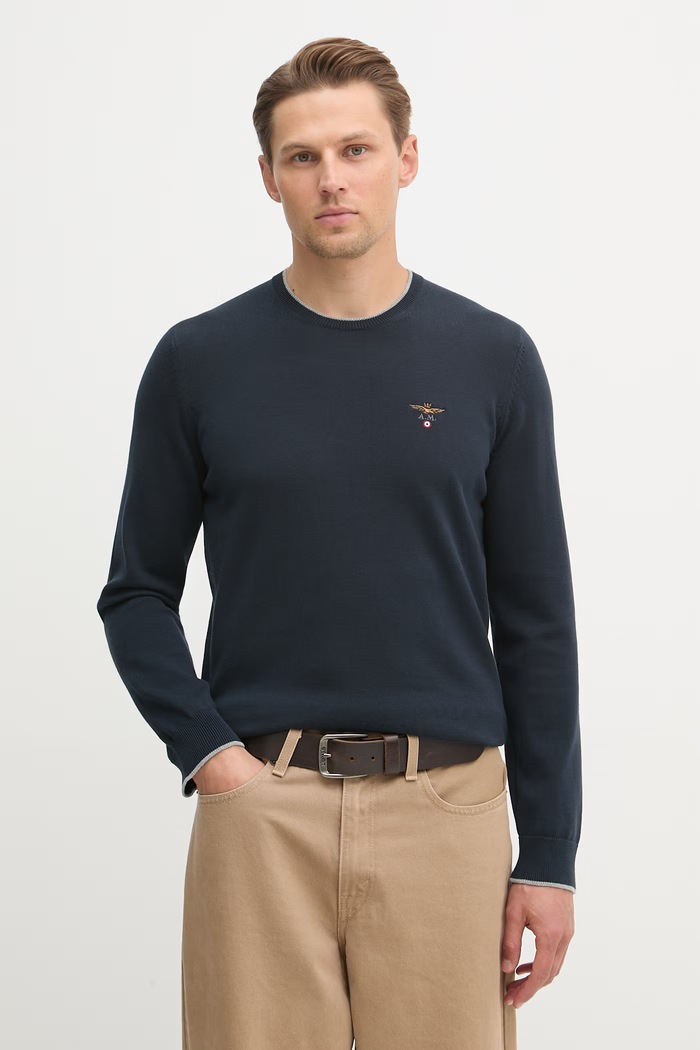 Aeronautica Militare sweter bawełniany bawełna granatowy MA1631UL00506