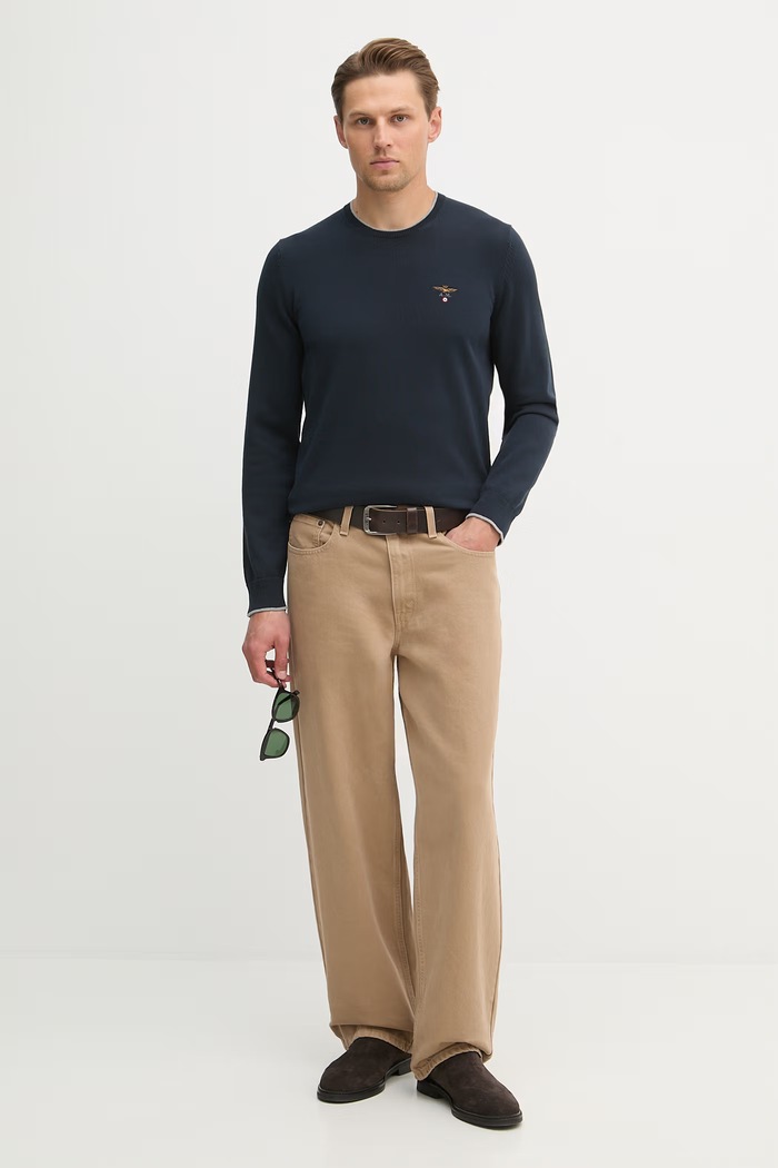 Aeronautica Militare sweter bawełniany MA1631UL00506 granatowy SS26