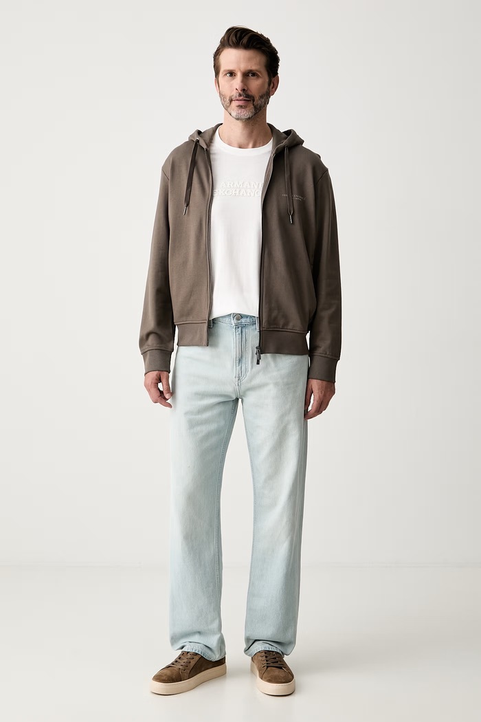 Armani Exchange bluza rozpinana z kapturem męska bawełniana XM001293.AF20934 brązowy SS26