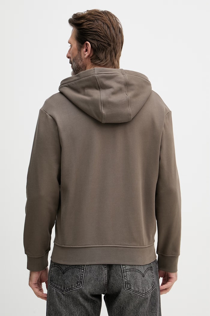 Odjeća Armani Exchange dukserica na zakopčavanje s kapuljačom za muškarce od pamuka XM001293.AF20934 smeđa