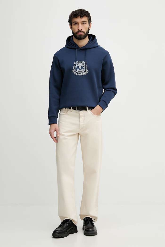 Armani Exchange dukserica sa kapuljačom za muškarce XM002332.AF10818 mornarsko plava SS26