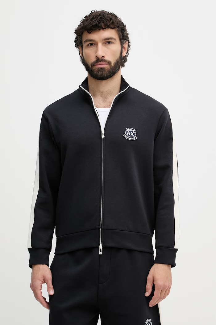 Armani Exchange hanorac cu fermoar pentru bărbați, cu bumbac bleumarin XM002367.AF13047