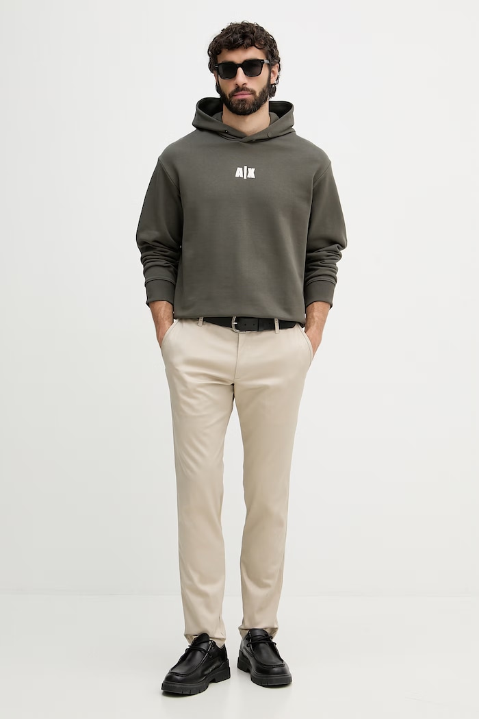 Armani Exchange hanorac cu glugă pentru bărbați, din bumbac XM002388.AF20169 verde SS26