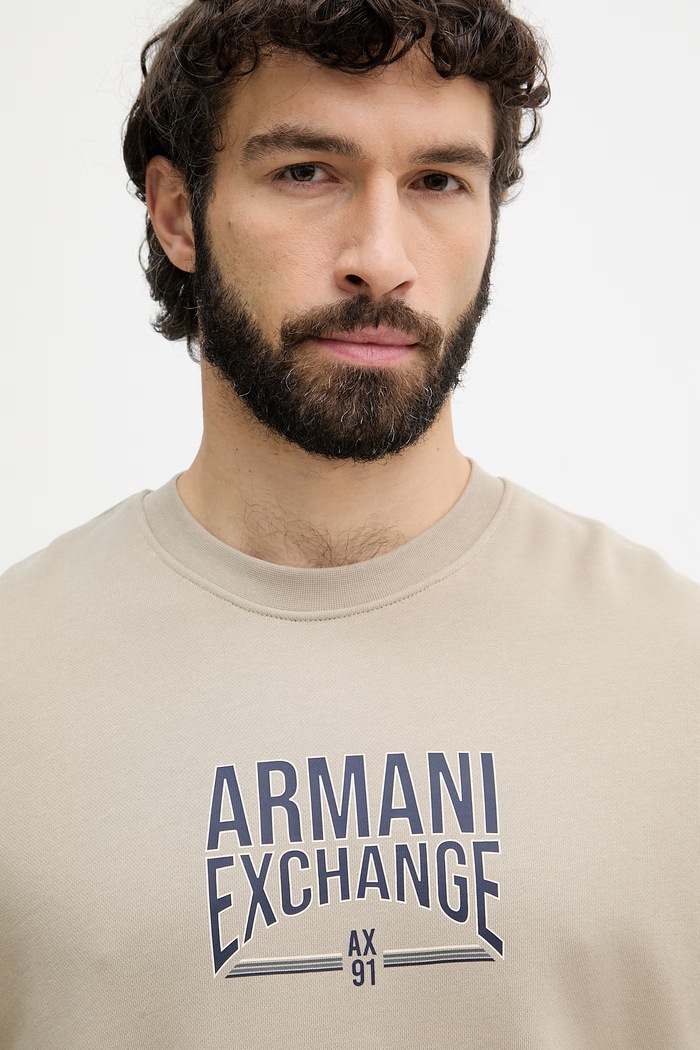 Armani Exchange bluza męska z bawełną beżowy XM002446.AF22124