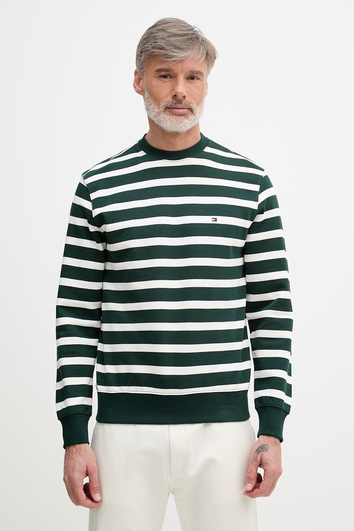 Tommy Hilfiger mikina pánska bavlnená zelená MW0MW41352
