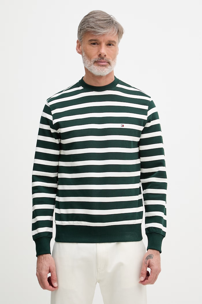 Tommy Hilfiger mikina pánska bavlnená zelená MW0MW41352