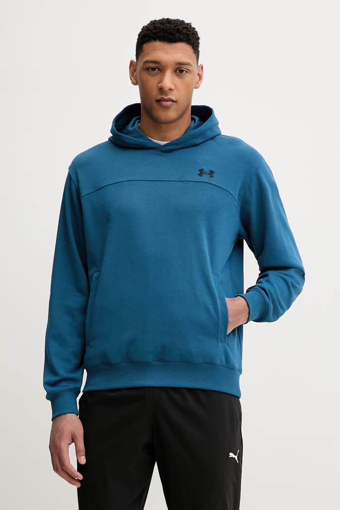 Under Armour mikina s kapucňou pánska bavlnená Rival LW Hoodie s kapucňou modrá 6012335