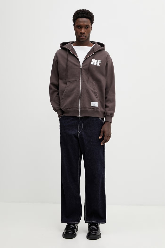 Pamučna dukserica NEIGHBORHOOD CLASSIC SWEAT ZIP HOODIE LS 252UWNH.CSM03 smeđa