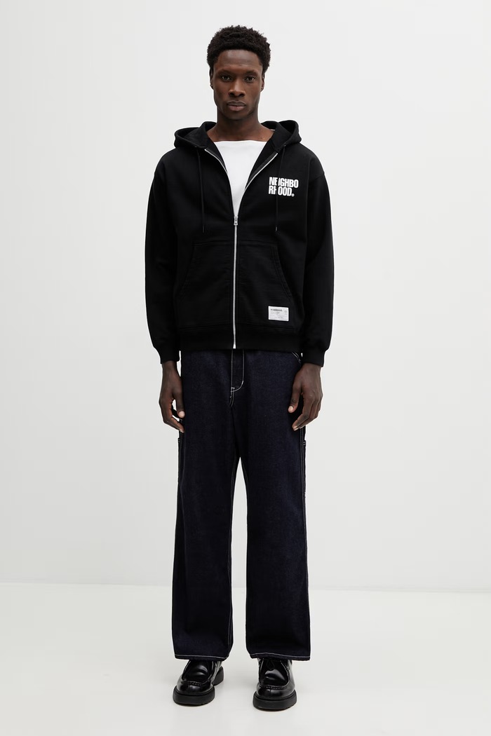 Βαμβακερή μπλούζα NEIGHBORHOOD CLASSIC SWEAT ZIP HOODIE LS 252UWNH.CSM03 μαύρο