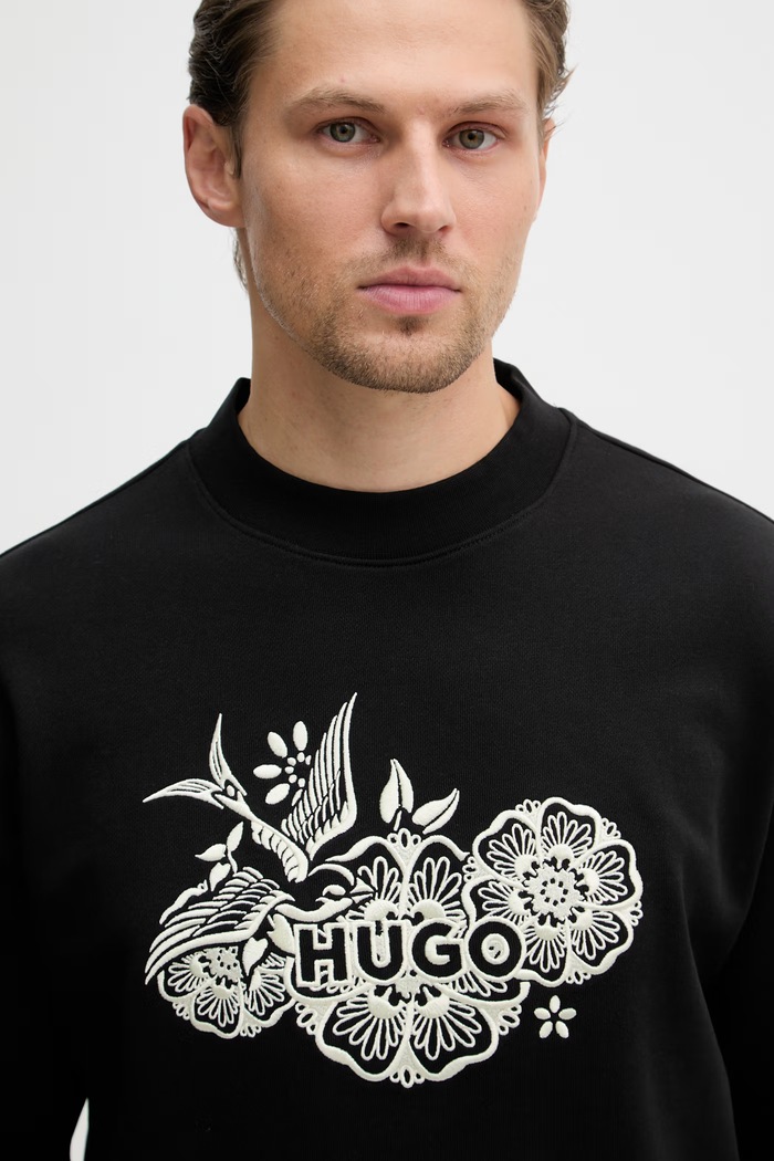 HUGO mikina pánska bavlnená Darony čierna 50556549