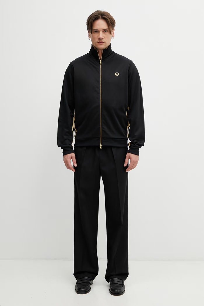 Fred Perry mikina na zips pánska s bavlnou J2329 čierna