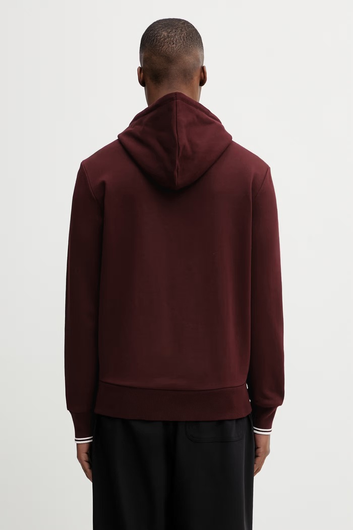 Oblečení Fred Perry rozepínací mikina s kapucí bavlněná pánská J7536 burgundské