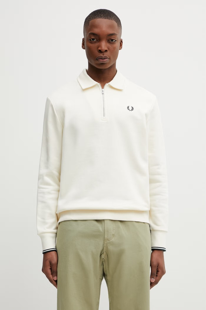 Bombažen pulover Fred Perry Brez kapuce bež M2426