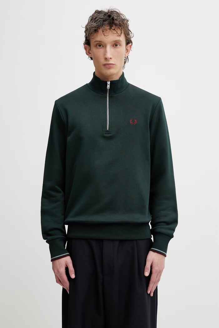 Fred Perry mikina bavlněná pánská zelená M3574.85A