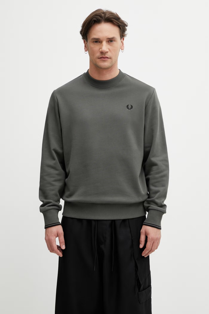 Fred Perry bluza bawełniana męska zielony M7535.U70