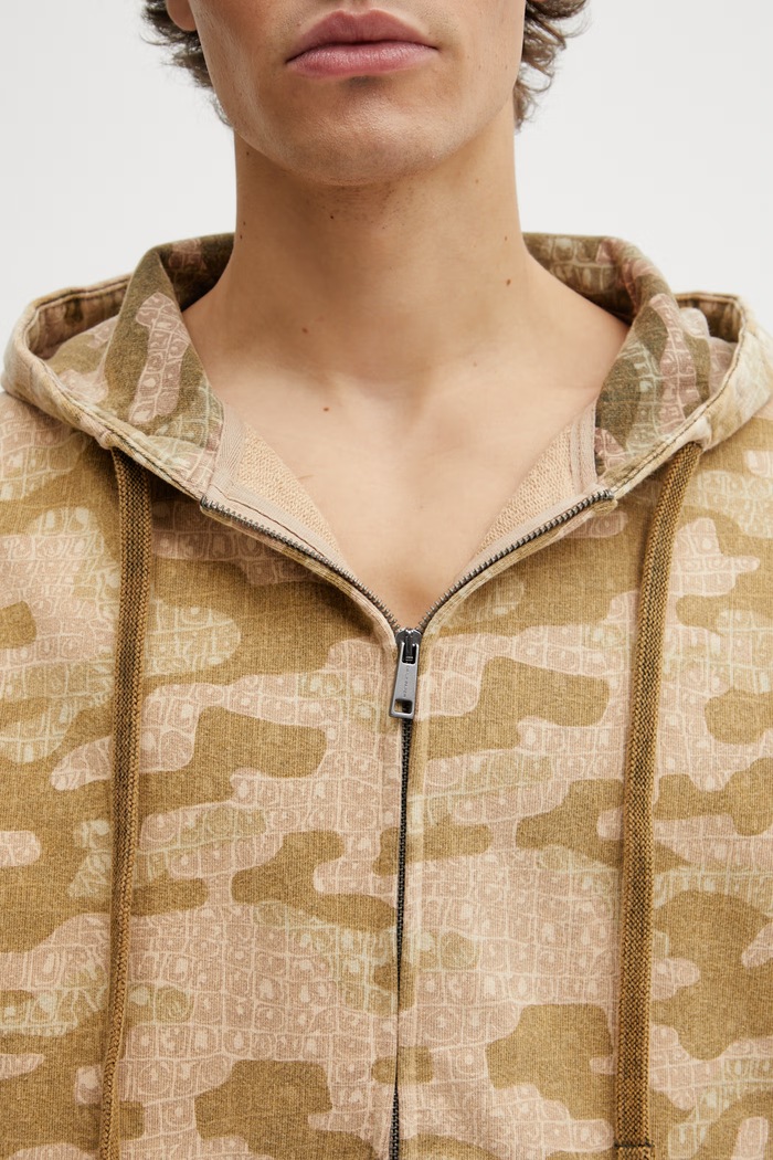 Daily Paper boxy camo hanorac cu fermoar din bumbac pentru bărbați 2610016 verde