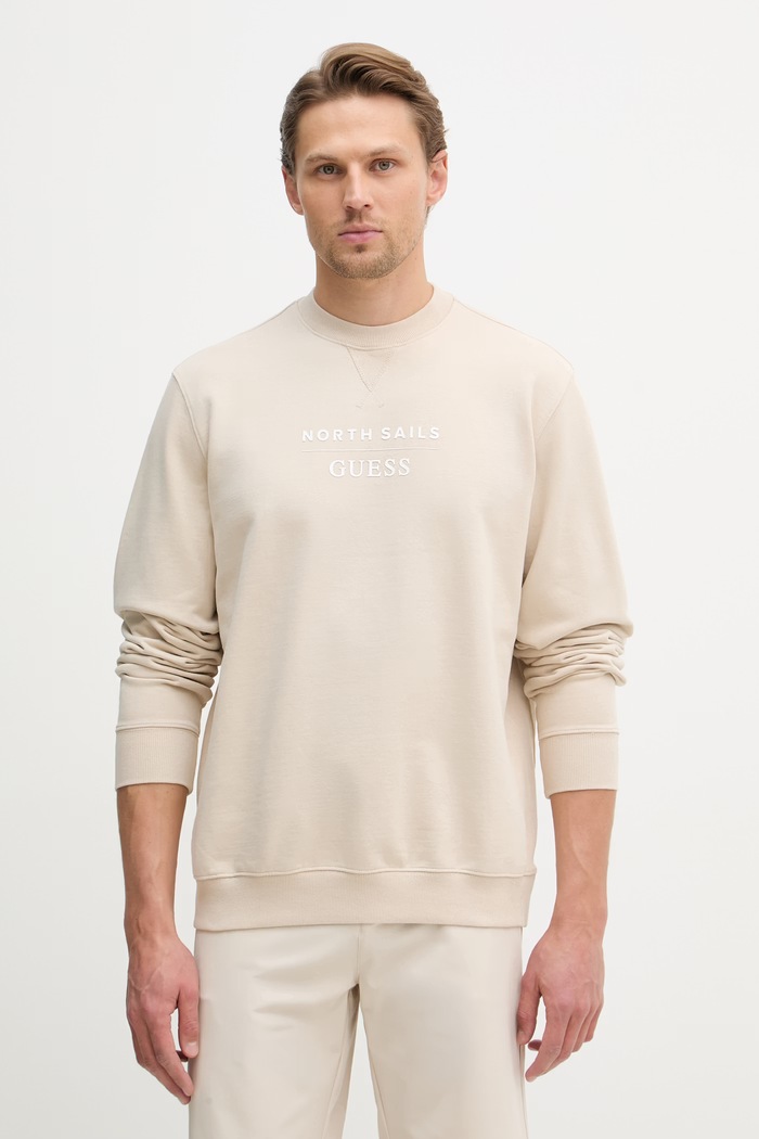 Guess pulover moški bombažen x North Sails bež M6GQ26.K3490