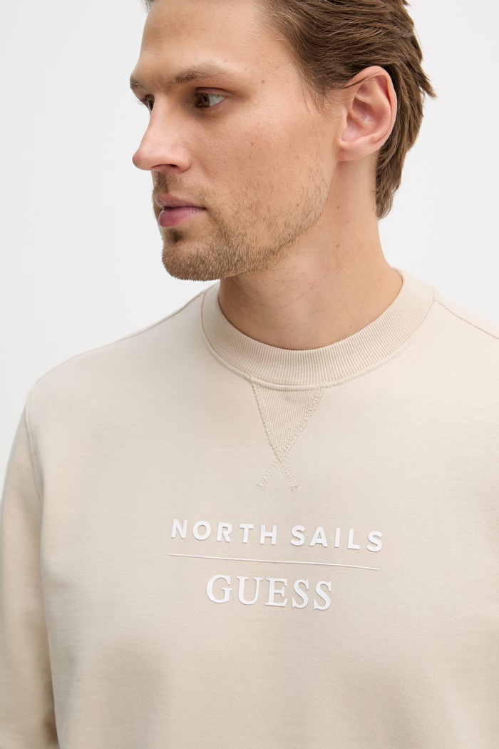 Guess pulover moški bombažen x North Sails bež M6GQ26.K3490
