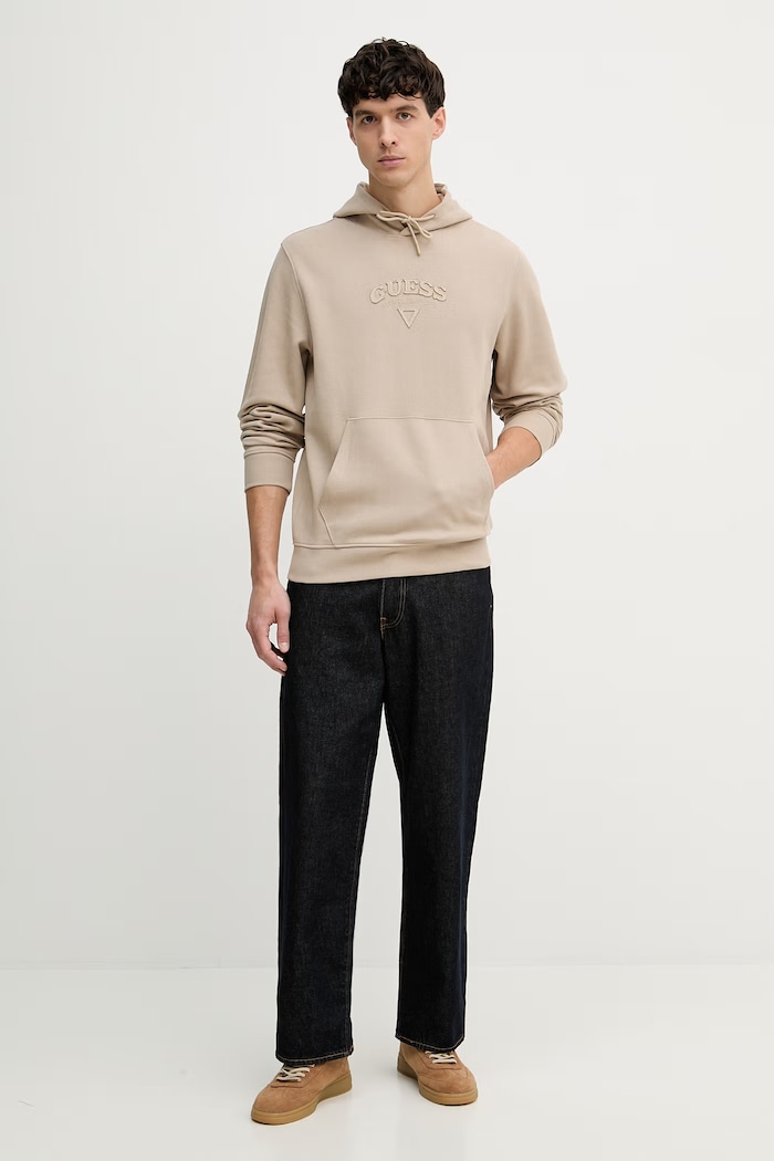 Guess mikina pánská bavlněná M6GQ04.K3009 béžová SS26