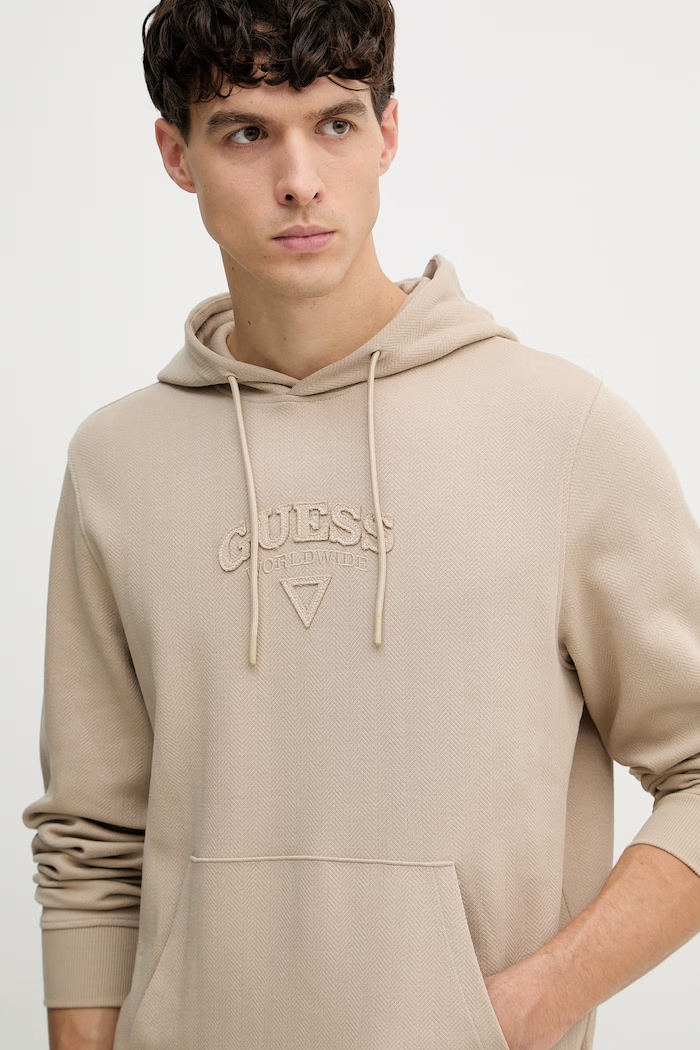 Guess mikina pánská bavlněná béžová M6GQ04.K3009
