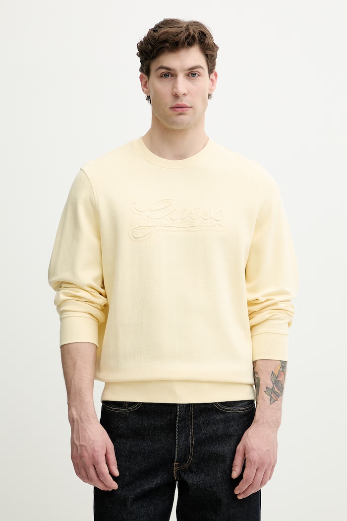 Guess mikina pánska bavlnená žltá M6GQ12.K3014
