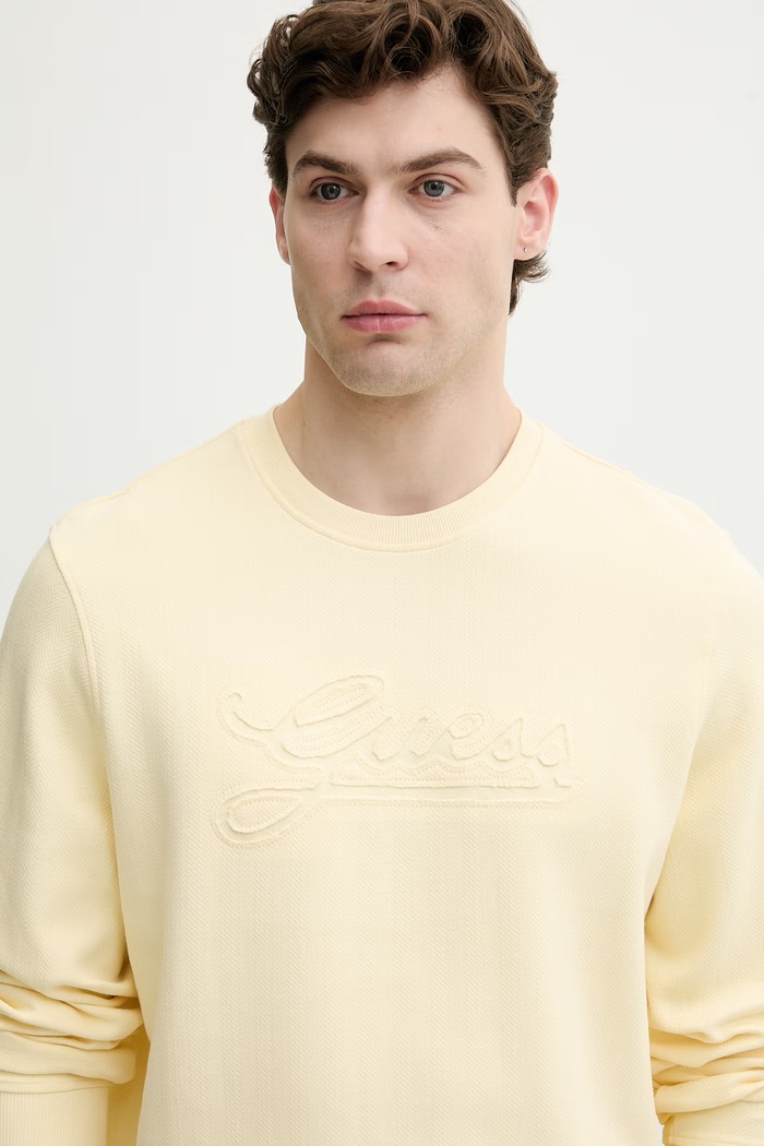 Guess mikina pánska bavlnená žltá M6GQ12.K3014