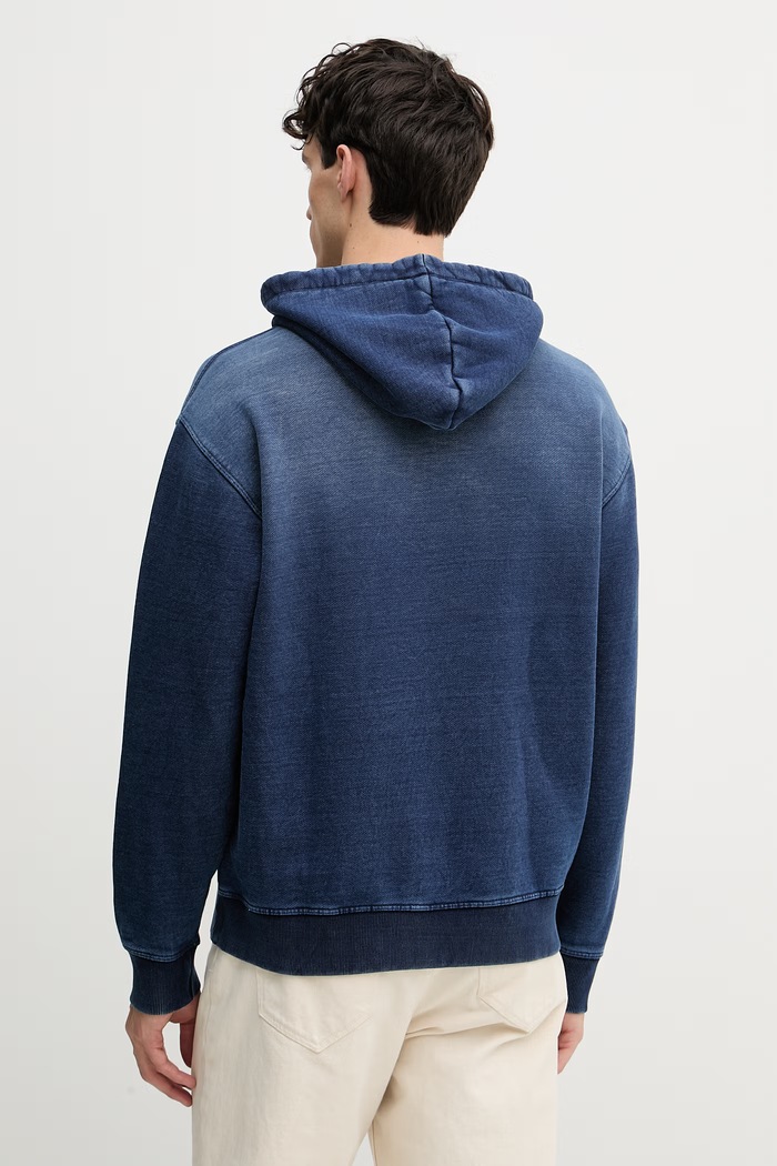 Oblečení Guess Mikina s kapucí pánská bavlněná TERRY M6GQ20.K3168 námořnická modř