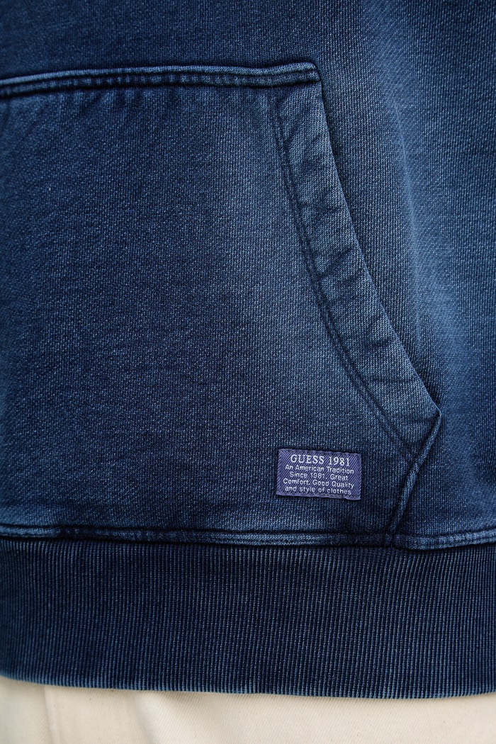 Guess Mikina s kapucí pánská bavlněná TERRY M6GQ20.K3168 námořnická modř