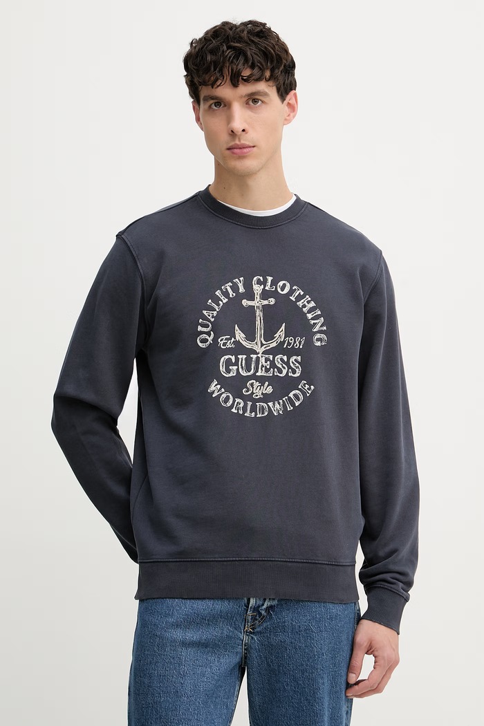 Guess felpa da uomo in cotone blu navy M6GQ23.K3464