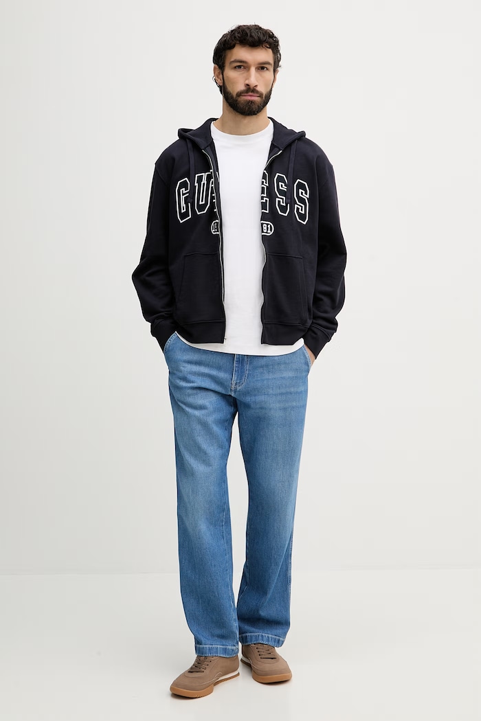 Guess μπλούζα με κουμπιά ανδρική βαμβακερή DAVIS M6GQ24.K3486 σκούρο μπλε SS26